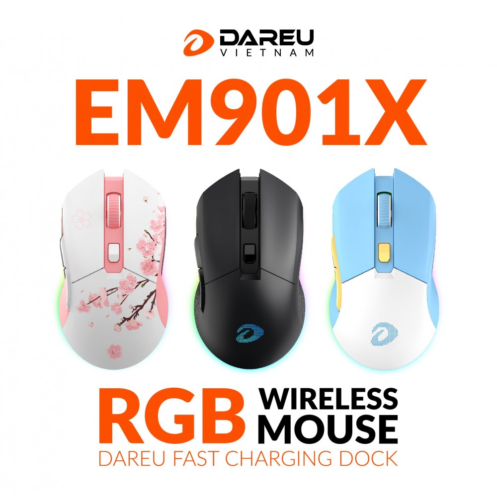 Dareu em901x RGB superlight wireless gaming mouse fast shipping dock mice-authentic