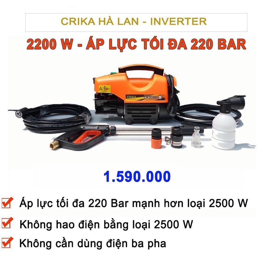 BÁO GIÁ MÁY RỬA XE GIA ĐÌNH CRIKA | Shopee Lazada Sendo Tiki mới nhất 4 Máy Rửa Xe - Máy Rửa Xe Cao Áp Crika- Có Áp Chống Giật - Chống Gây Tiếng Ồn- Công Suất Chuẩn 2200W