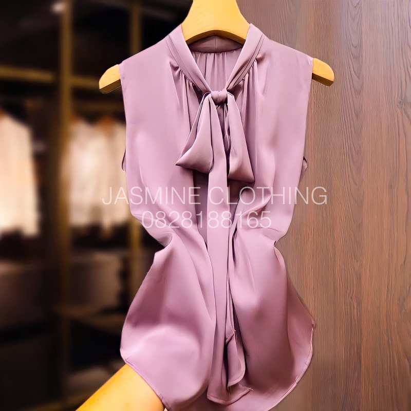 [Hàng QCCC] Áo lụa Latin cộc tay buộc nơ cổ siêu chảnh