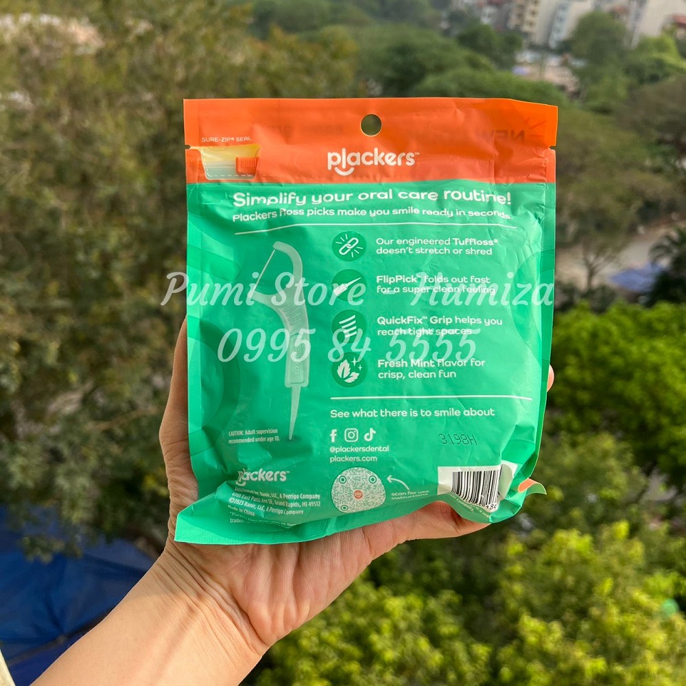 Tăm chỉ nha khoa Plackers Micro Mint – gói 150 cây