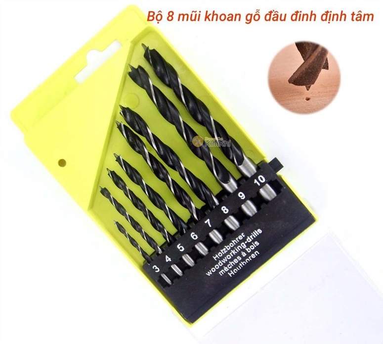 Bộ 8 mũi khoan gỗ định tâm KenTop xịn chính xác
