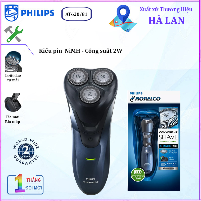 Máy cạo râu khô và ướt Philips Norelco AT620/81 - Hàng Chính Hãng bảo hành 24 tháng