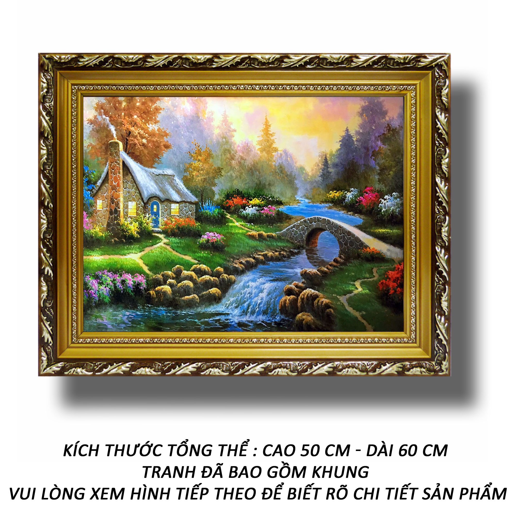 Tranh treo tường - Ngôi Nhà Bên Sông 16 - Tranh Minh Hiền (KHUNG GỖ - 50 x 60cm)