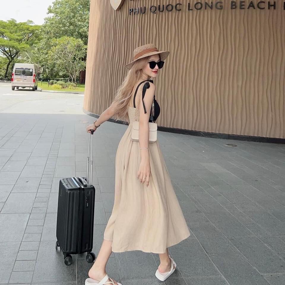 [HOÀN TIỀN MAX + FREESHIP MAX 15%] Đầm Xòe Dáng Dài Cột Dây