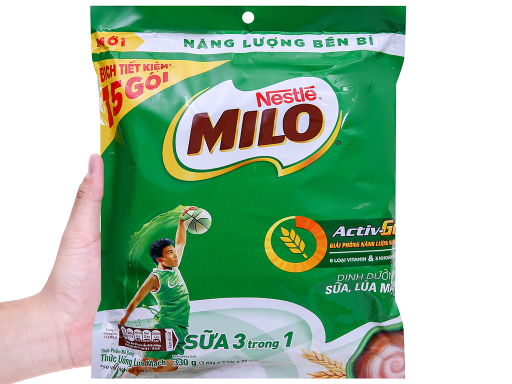 Bột thức uống lúa mạch 3in1 Milo Active Go bịch 330g