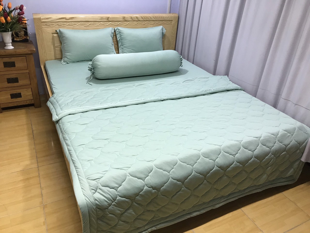 Drap Lẻ Thun Lạnh Hàn Quốc Lan Phạm Bedding - Màu Xanh Matcha