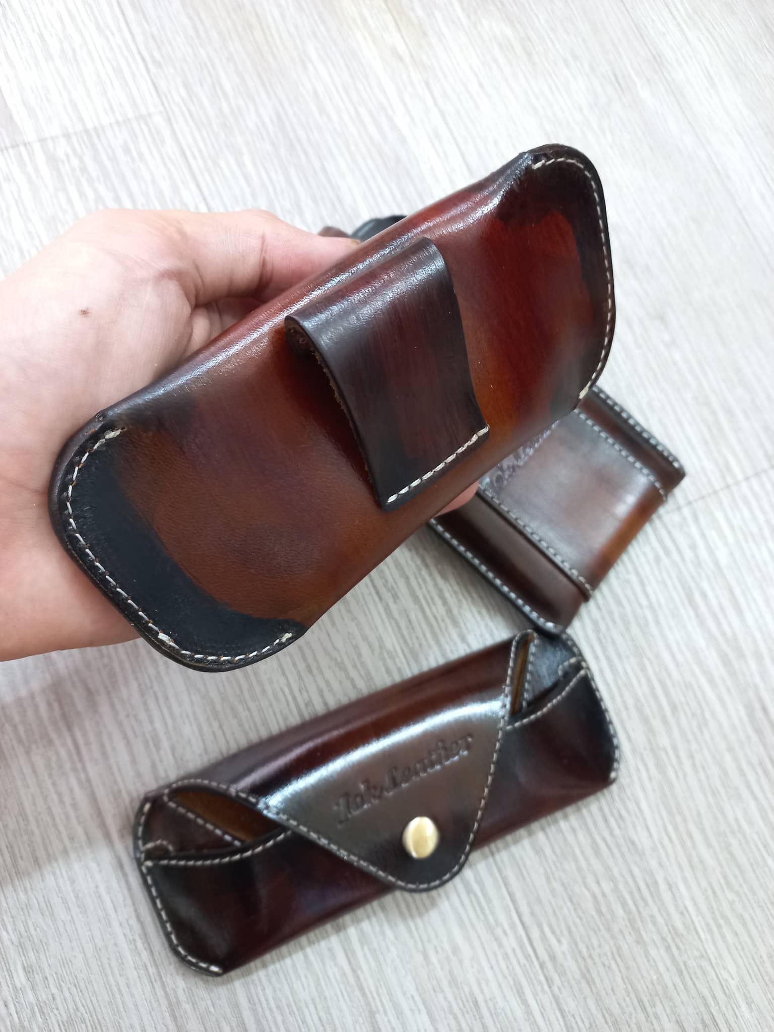 bao da đựng kính đeo thắt lưng da thật