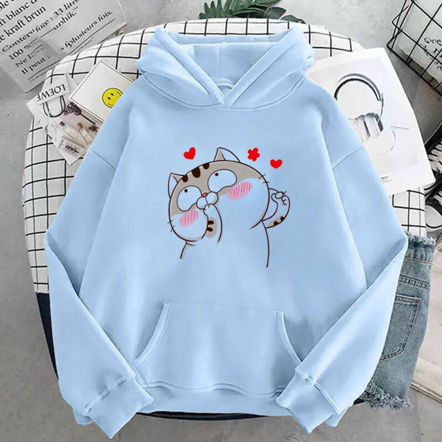 Áo hoodie mèo Ame trái tim