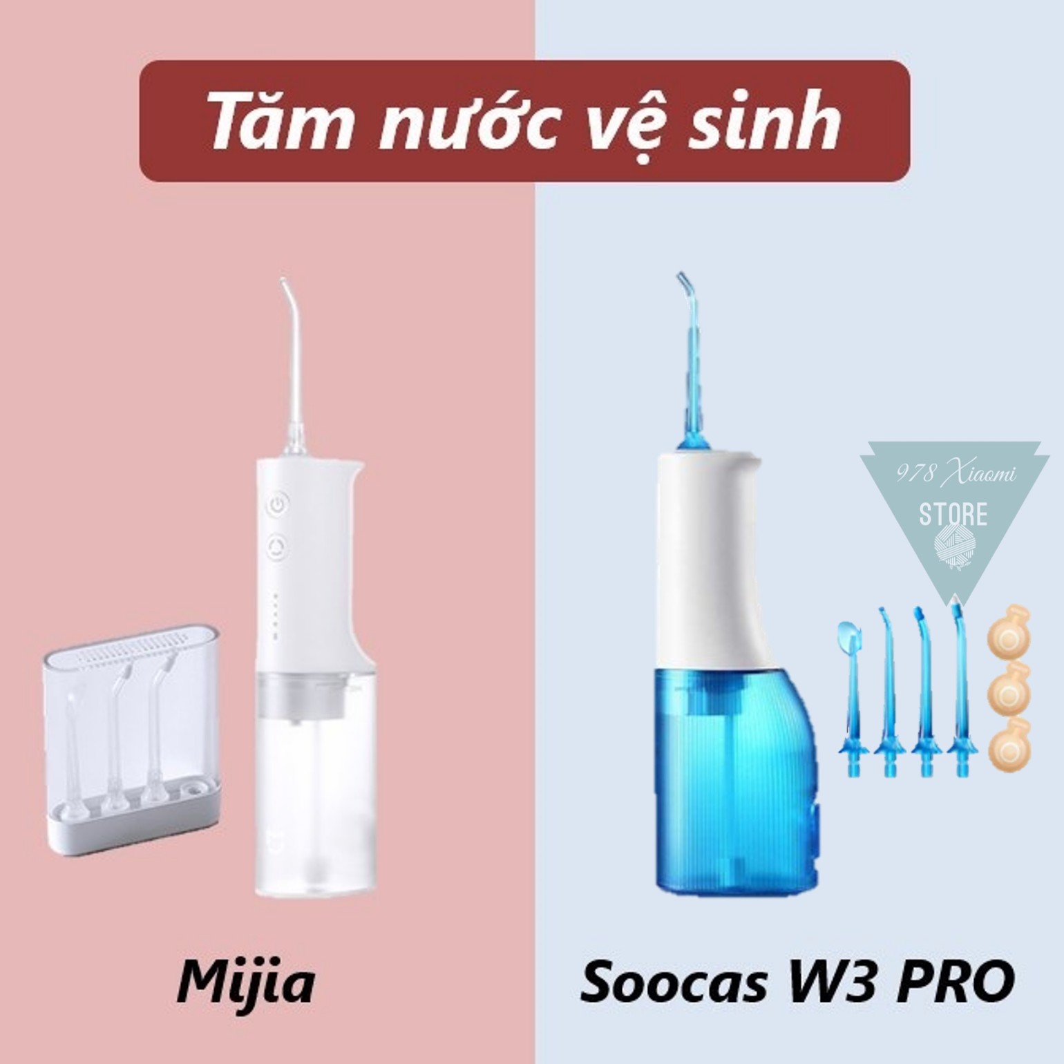 Máy tăm nước Xi aomi Soocas W3 Pro - Bình xịt vệ sinh răng miệng Xi aomi Mijia MEO701