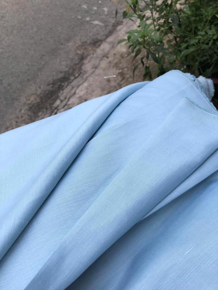 Vải linen ướt sky blue