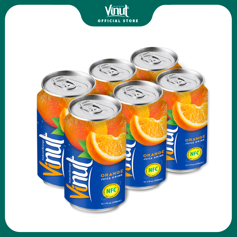 [LỐC 6 LON] Nước Ép Cam Vinut 330ml
