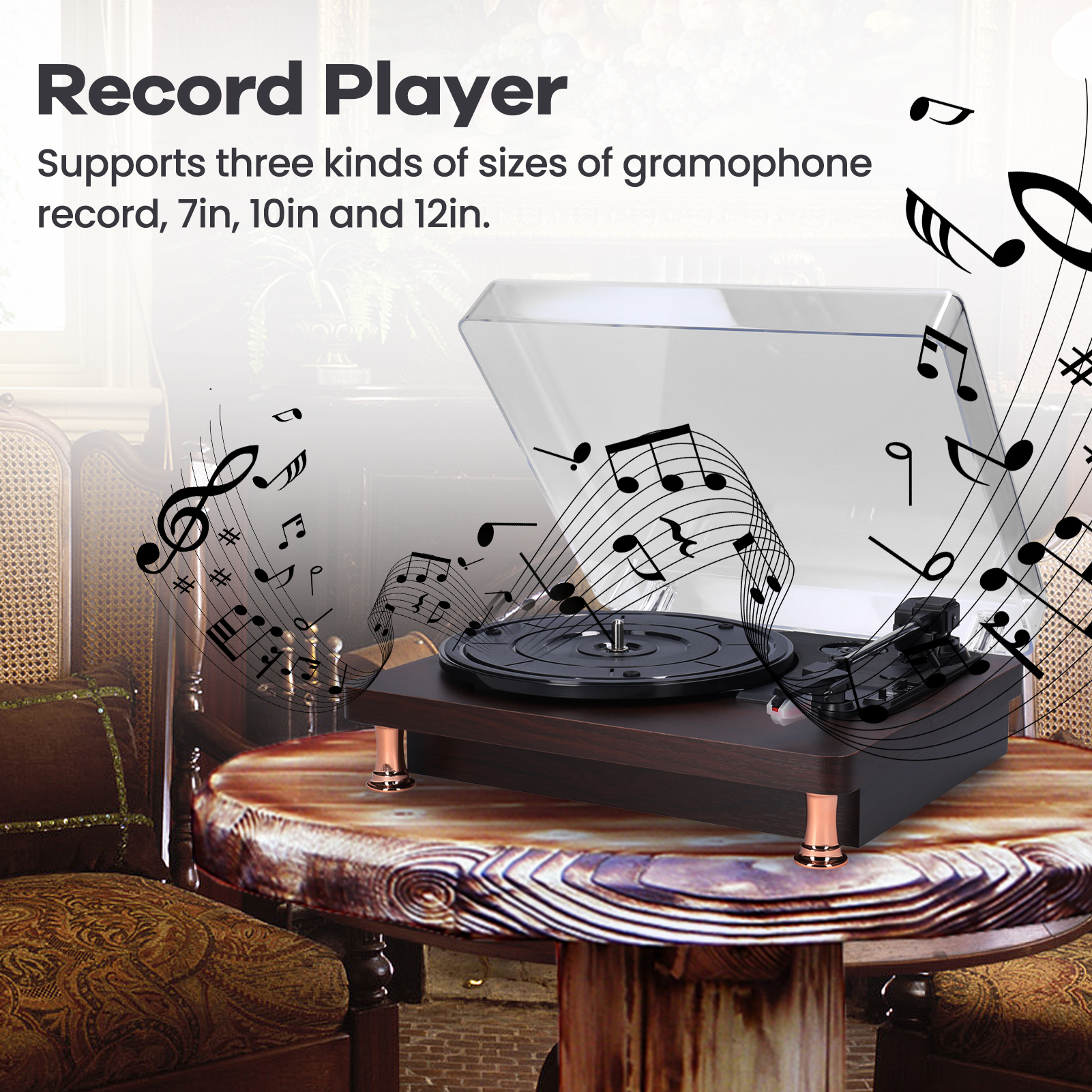 Máy Ghi Âm Vinyl Hoài Cổ Máy Ghi Âm Có Nắp Chống Bụi Máy Ghi Âm Phong Cách Hoài Cổ Cổ Điển