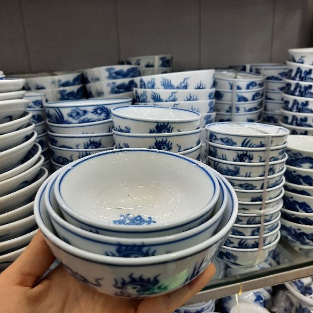 Bát cơm thờ cúng vẽ rồng phượng Bát Tràng