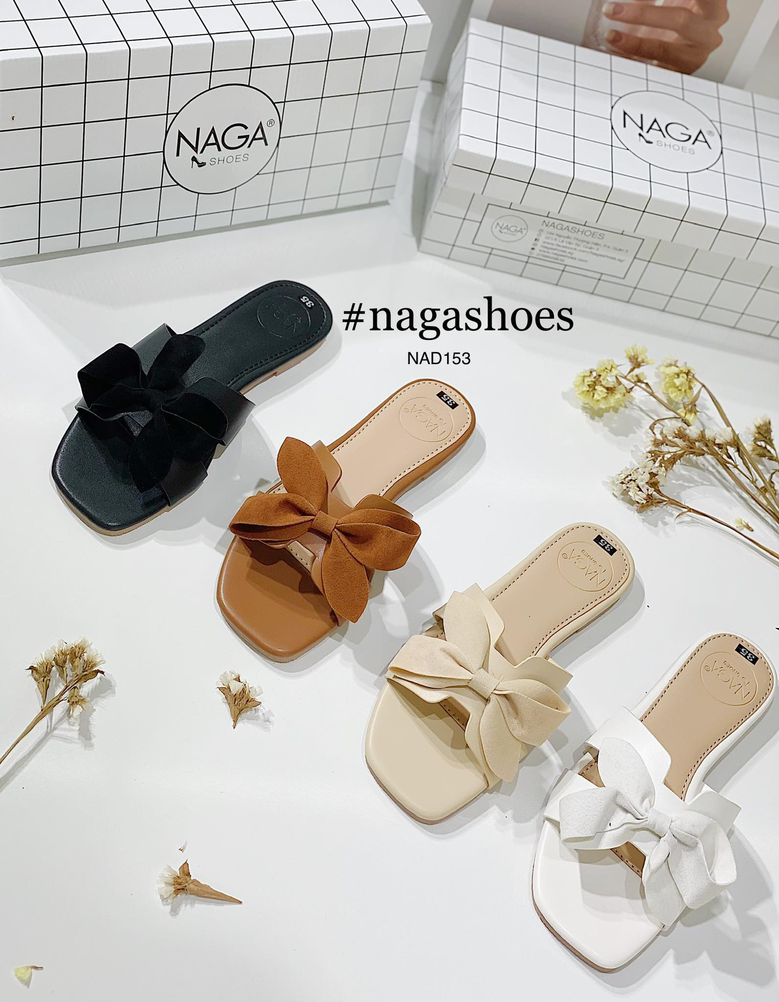 DÉP NAGASHOES CHỮ H PHỐI NƠ NAD153