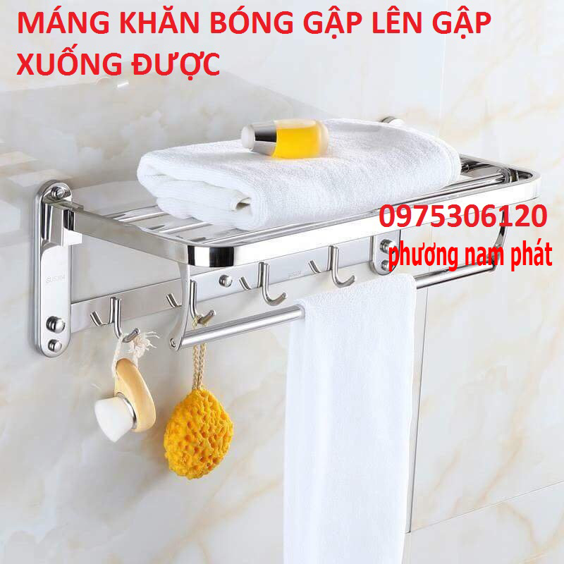 [HCM][GIÁ SỈ] Thanh treo khăn máng khăn tắm trong nhà tắm inox 304 MKT8 MÁNG KHĂN BÓNG GẬP LÊN GẬP XUỐNG ĐƯỢC