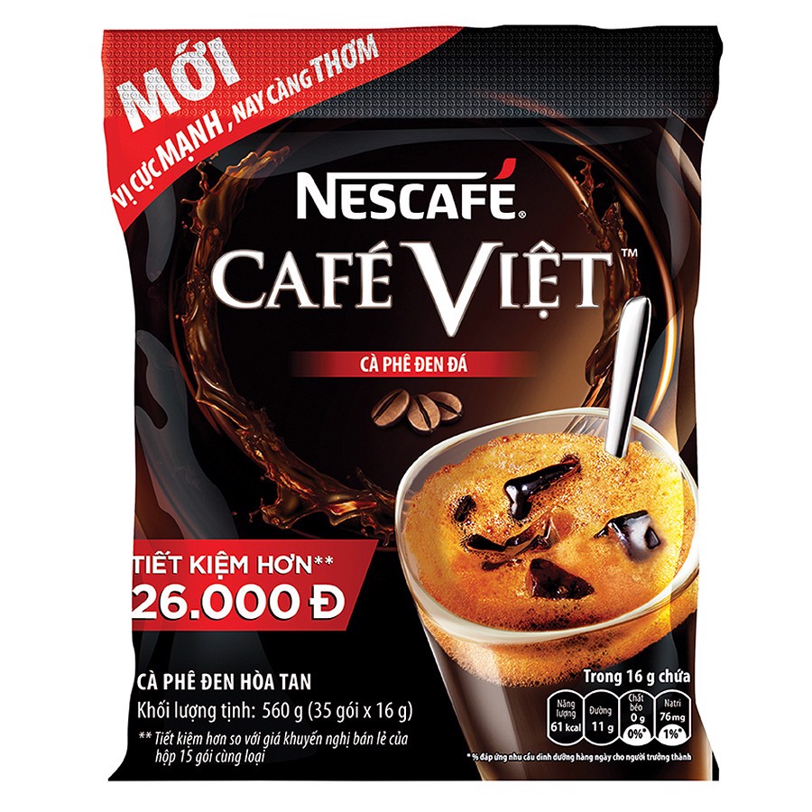 HCM Cà phê Việt đen đá - Nescafe Việt bịch 35 gói hoặc 2 hộp +5 gói DATE