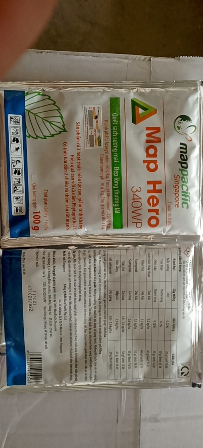 Thuốc Trừ Bệnh Cao Cấp Map Hero 340WP gói 100gr