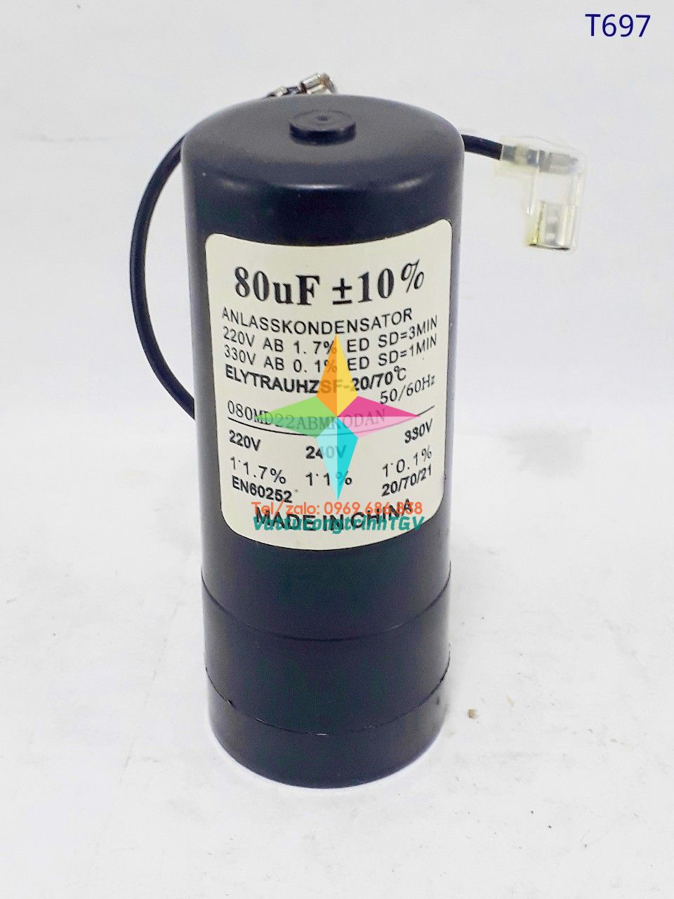 Tụ kích CD60 330VAC 80uF+10%