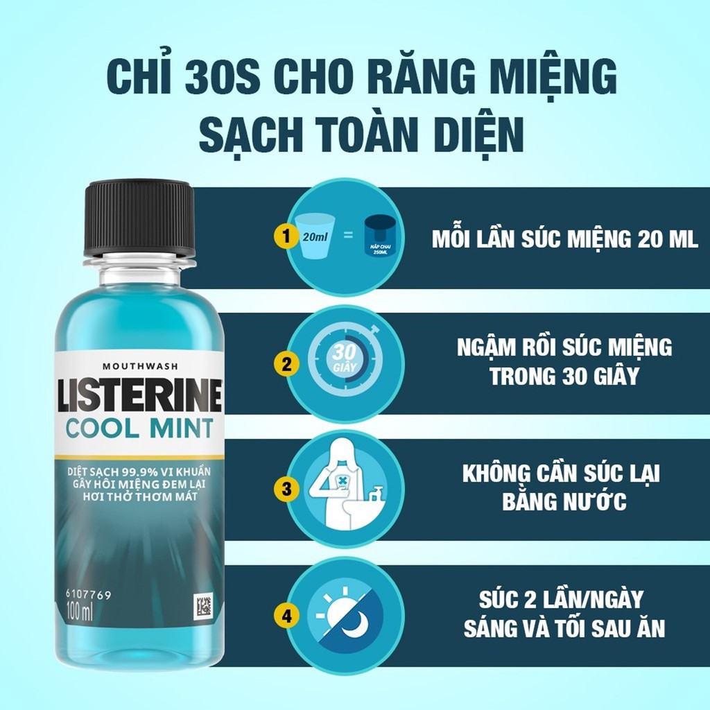 Nước súc miệng Listerine Cool Mint chai 100ml