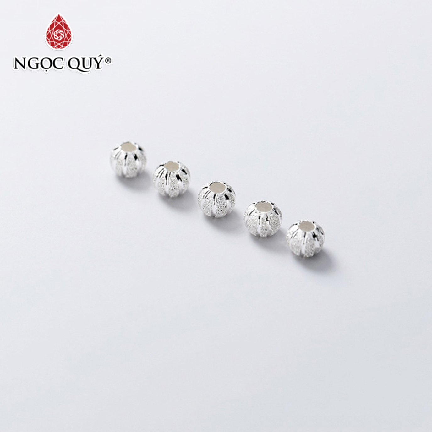 [HCM]Charm bi bạc họa tiết kẻ dọc - Ngọc Quý Gemstones