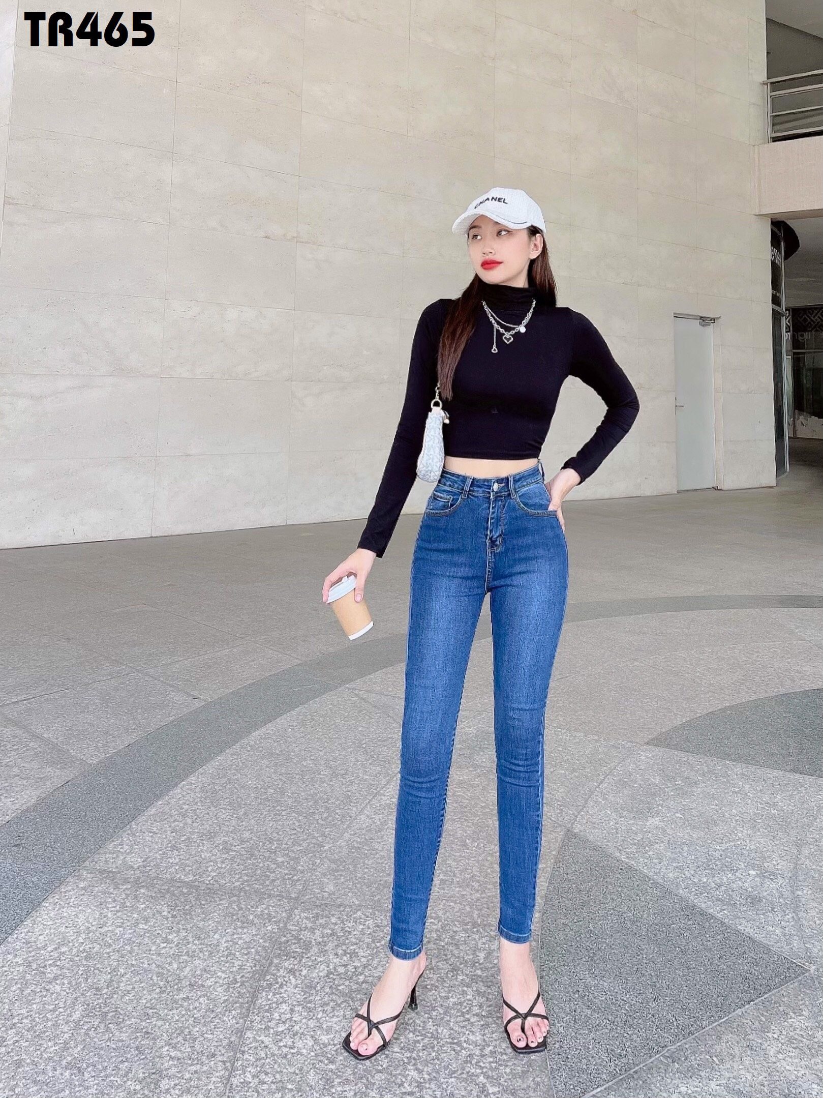 Quần Jeans Nữ Lưng Cao Vải Jeans Co Giãn