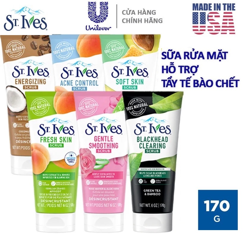 Sữa rửa mặt tẩy tế bào ST.ives Oatmeal lúa mạch 170g