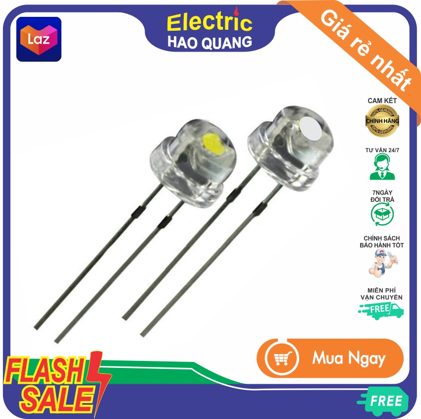 LED rời CHÂN NGẮN gói 500con đèn [mỗi màu 100con]  Trắng, Dương, Lá, Đỏ, Vàng