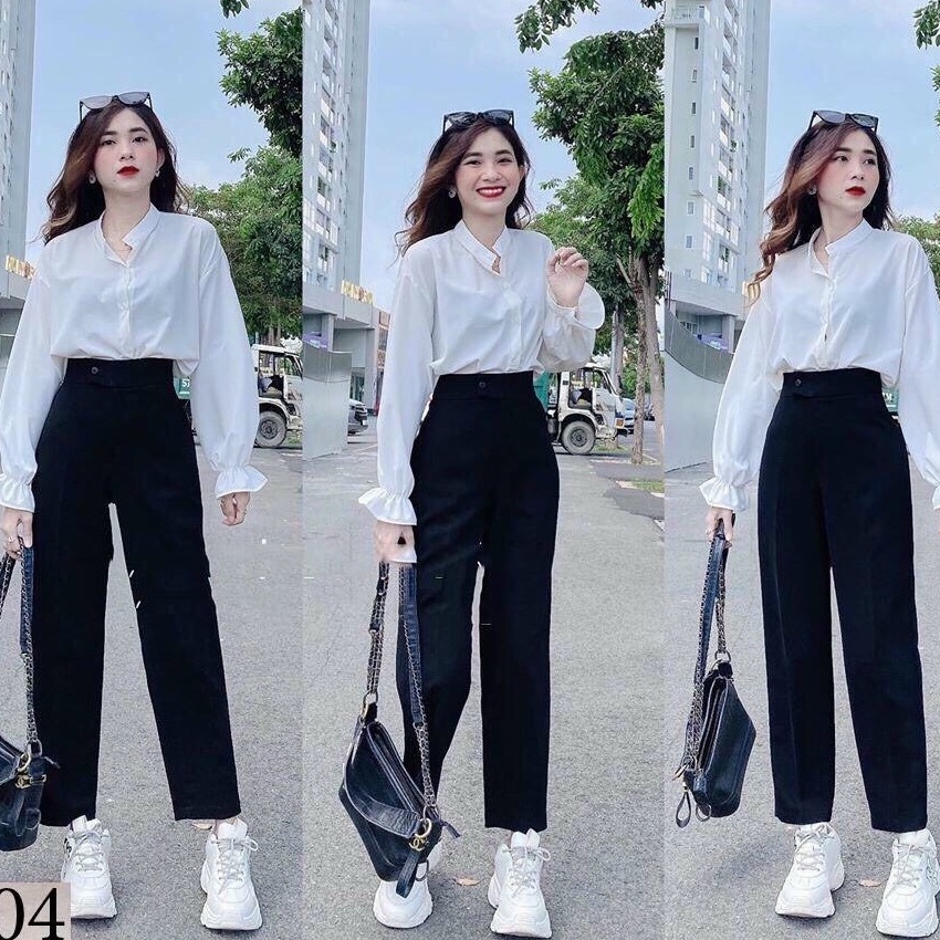 [HCM]SÉT ÁO SƠ MI TRẮNG QUẦN ỐNG ĐỨNG THỜI TRANG