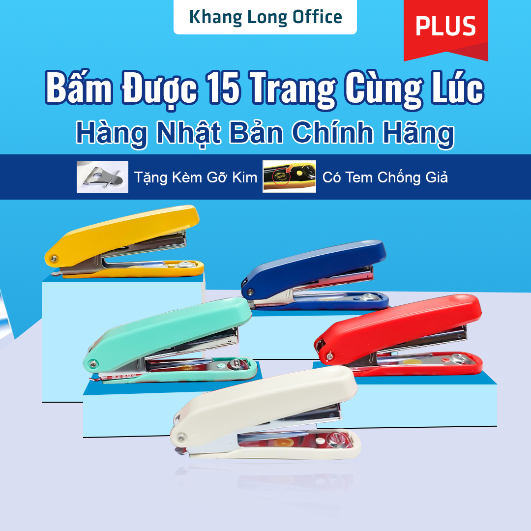 Bấm kim số 10 plus st-010e, dập ghim bấm được 15 trang giấy, tặng kèm gỡ kim chính hãng 100%
