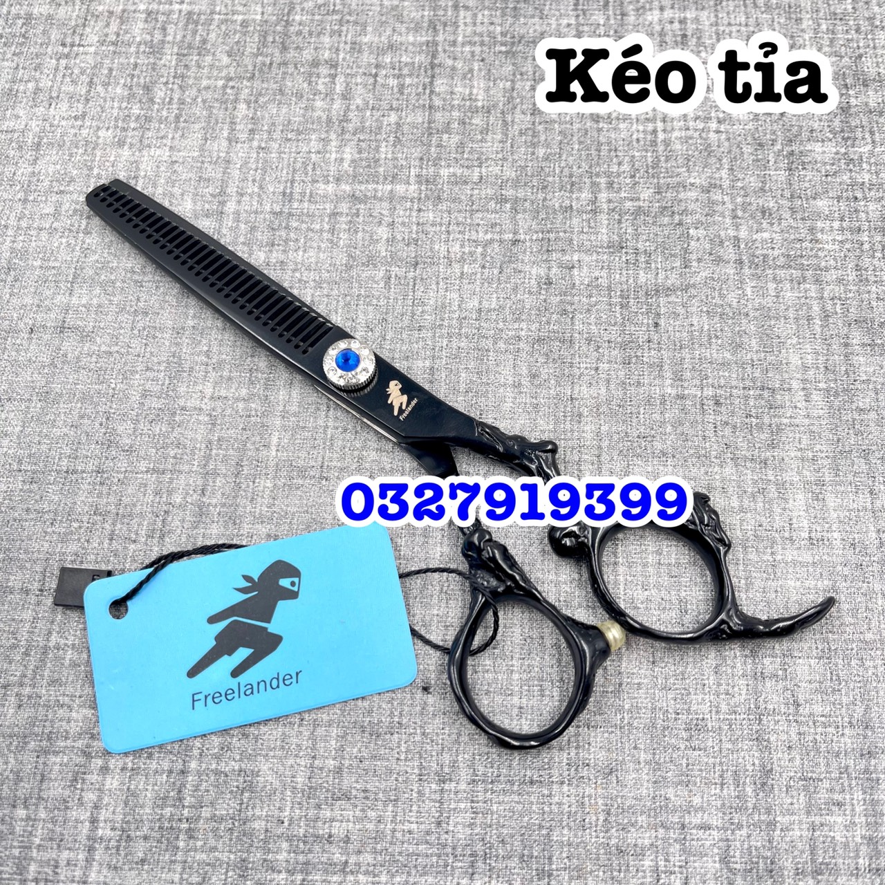 Freelander Kéo Cắt Tóc Nhật 6.0 Inch Fld Rồng Đen Thép S440C Độ Cứng Trên 62HRC Kèm Bao Da Chất Lượng Cao