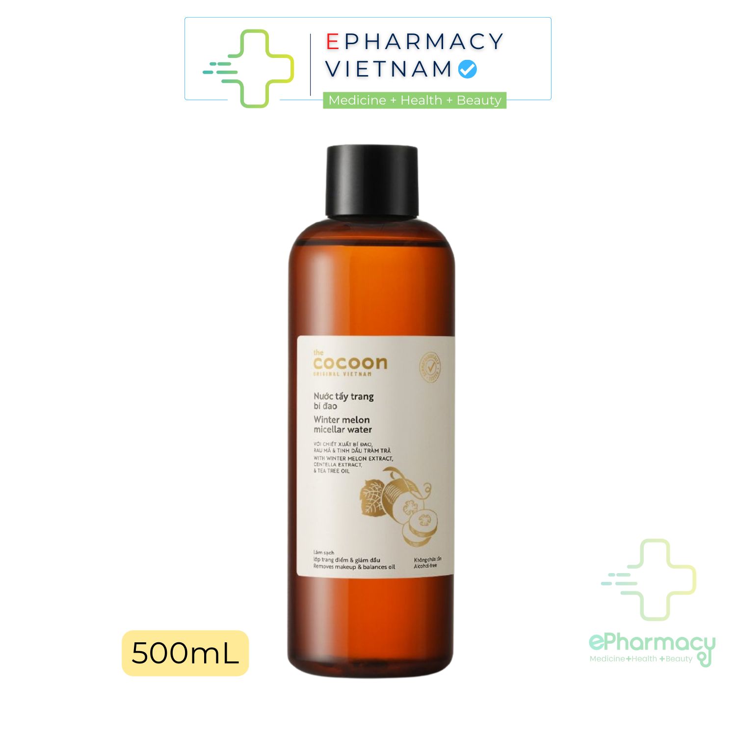 Nước Tẩy Trang COCOON Bí Đao làm sạch sâu giảm dầu & mụn ẩn - COCOON Winter Melon Micellar Water 140mL/ 500mL