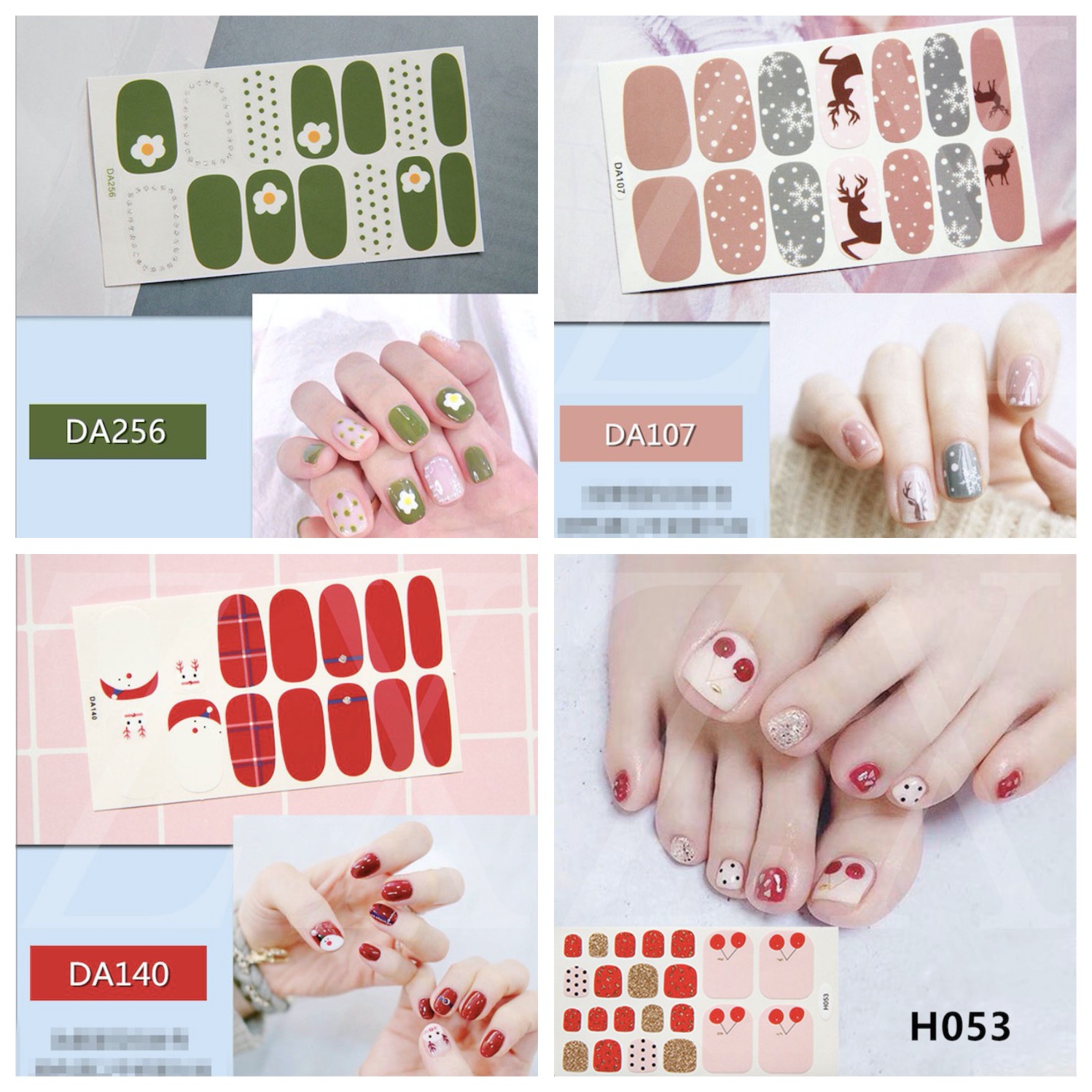(Tặng 1 thanh nhám dũa móng tay chân)Combo 3 bộ miếng dán móng tay cute+1 bộ miếng dán móng chân - Combo miếng dán móng tay dễ thương miếng dán móng tay 3D miếng dán nail miếng dán móng chân nail sticker CB881