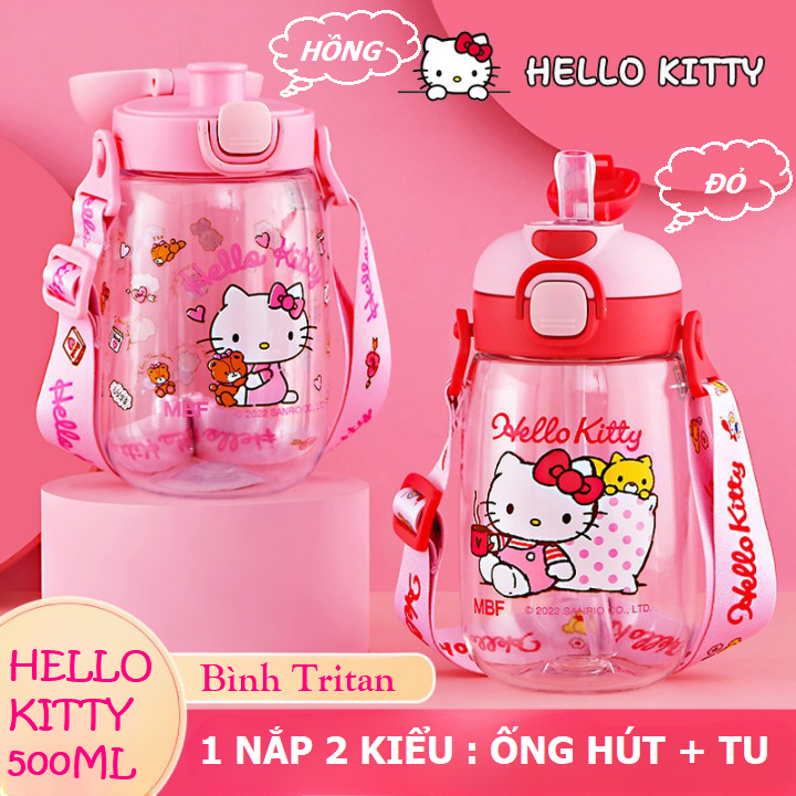 Bình Nước Dây Đeo Nhựa Tritan Kitty Cho Bé
