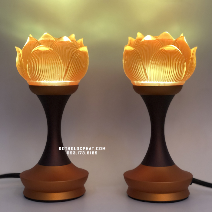 Đèn thờ đổi màu lưu ly sen cụp cao 12-14-18cm