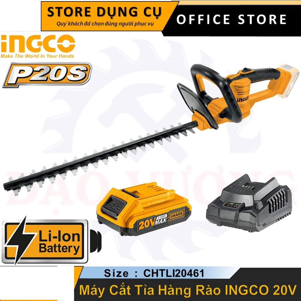 Máy cắt tỉa hàng rào dùng pin lithium 20v ingco chtli20461