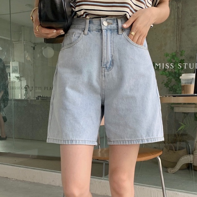 Quần lửng jean nữ lưng cao ống rộng (JVB)