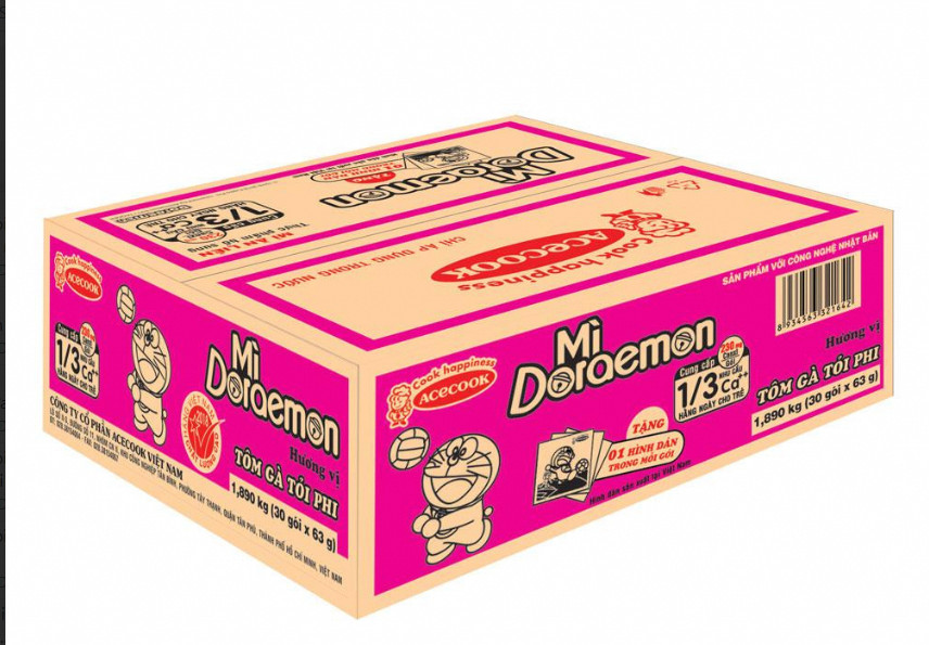 [Thùng 30 gói] Mì Doremon tôm gà tỏi phi gói 63g