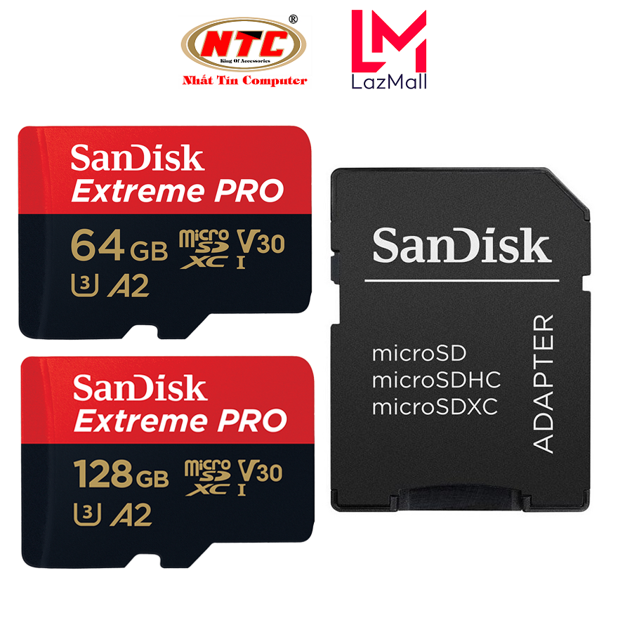 Memory card microSDXC SanDisk Extreme Pro 64GB / 128GB A2 V30 U3 4K R170MB/s W90MB/s (black)