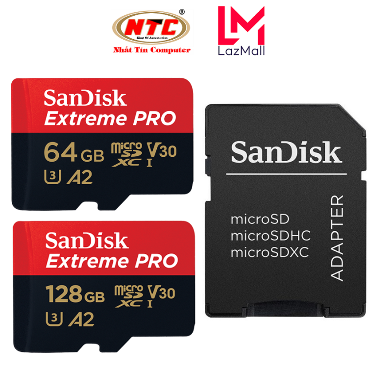 Thẻ Nhớ MicroSDXC SanDisk Extreme Pro 64GB / 128GB A2 V30 U3 4K R170MB/s W90MB/s (Đen) - No Box - Nhat Tin Authorised Store