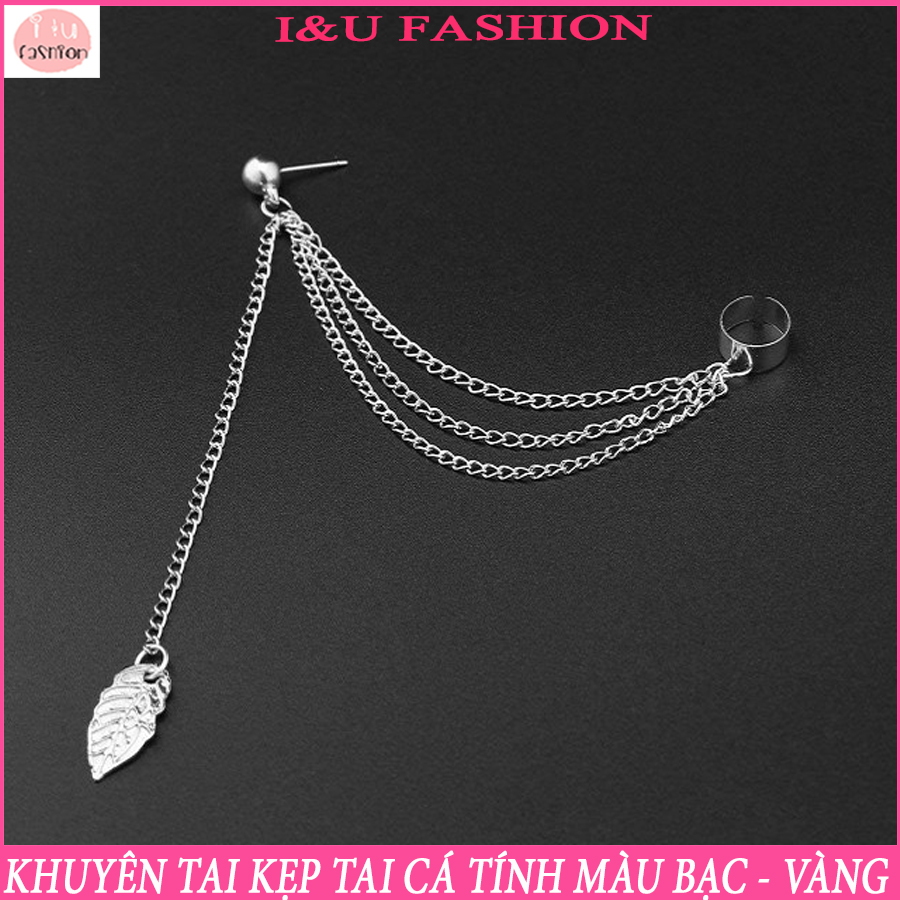 Khuyên tai kẹp vành tai chất liệu kim loại dạng sợi mảnh hình chiếc lá vừa cá tính phong cách vừ độc đáo - phù hợp cả phong cách nữ tính và cá tính KT-80 ( 1 Chiếc )