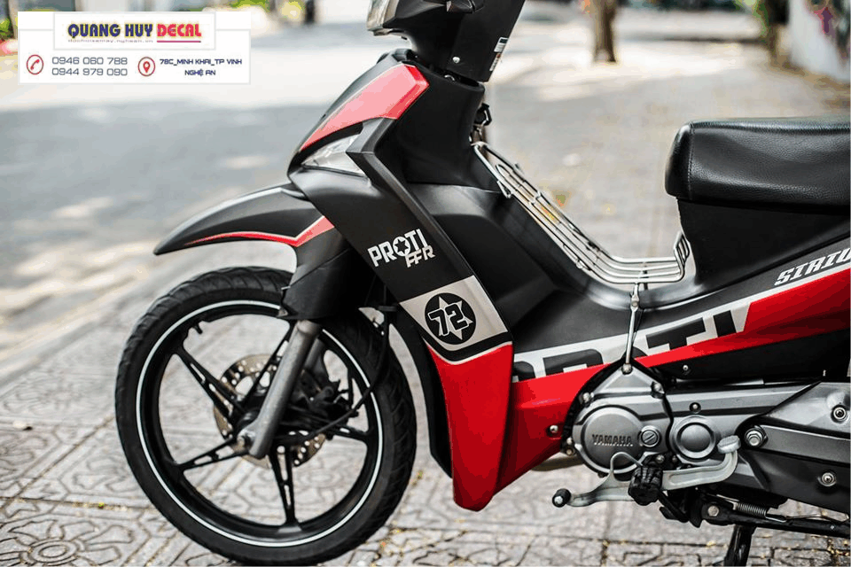 Tem trùm  xe sirius  FI đỏ đen chế  đẹp  - Tem trùm sirius FI đỏ đen chỉnh sửa thiết kế  -chế tem dán xe máy sirius FI rẻ đẹp chất