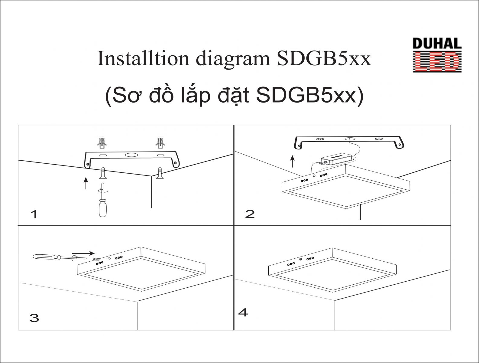 Đèn Led Panel Vuông Gắn Nổi Duhal 12W - KDGB512
