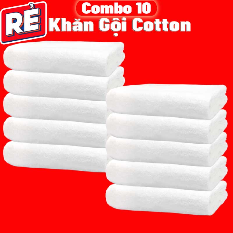 XẢ KHO 10 khăn gội quấn đầu cotton , dài 75x30cm màu trắng khách sạn