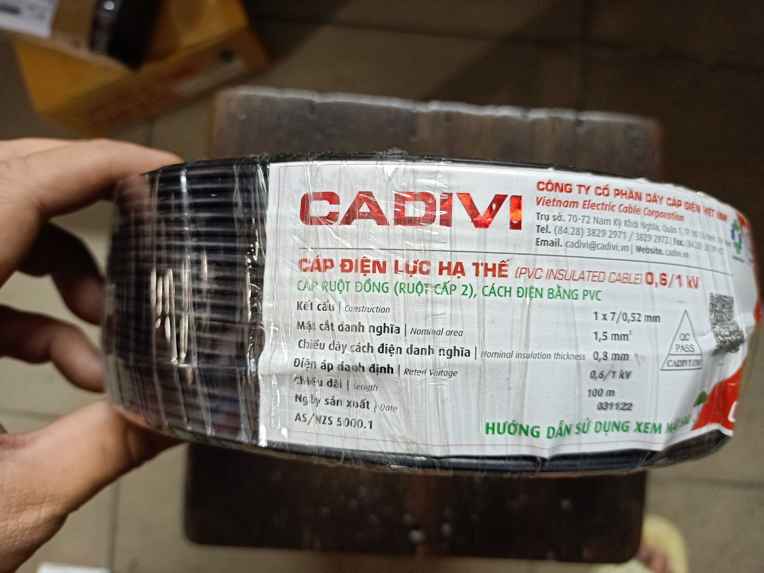 DÂY CÁP ĐIỆN CADIVI 1.5