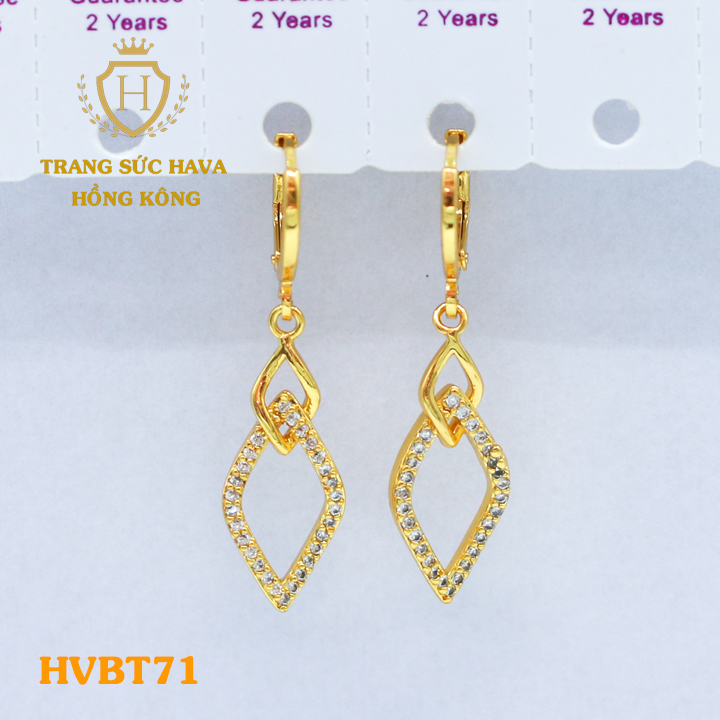 Earrings gems long drop earrings-premium 24k real gold plated titanium-Hava Hong Kong jewelry