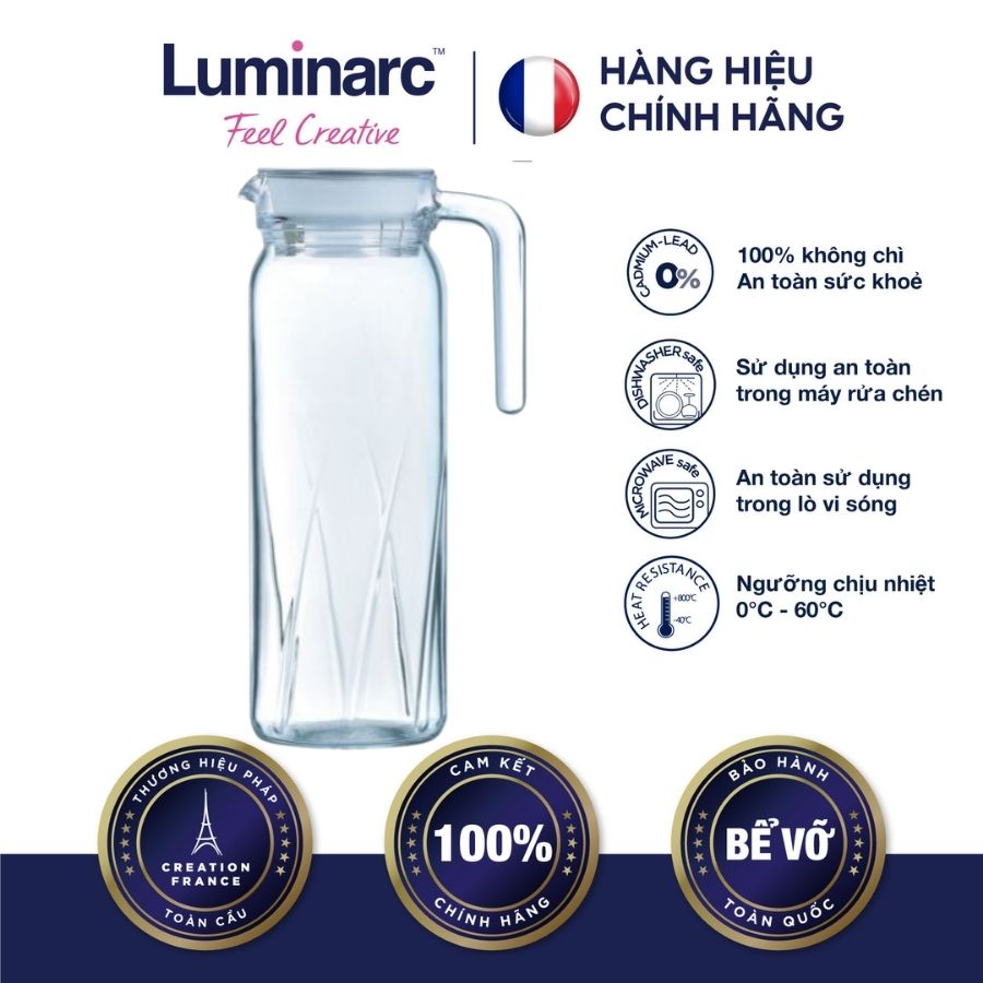 Bình thuỷ tinh luminarc dona embossment ray 1l - ludoq0436