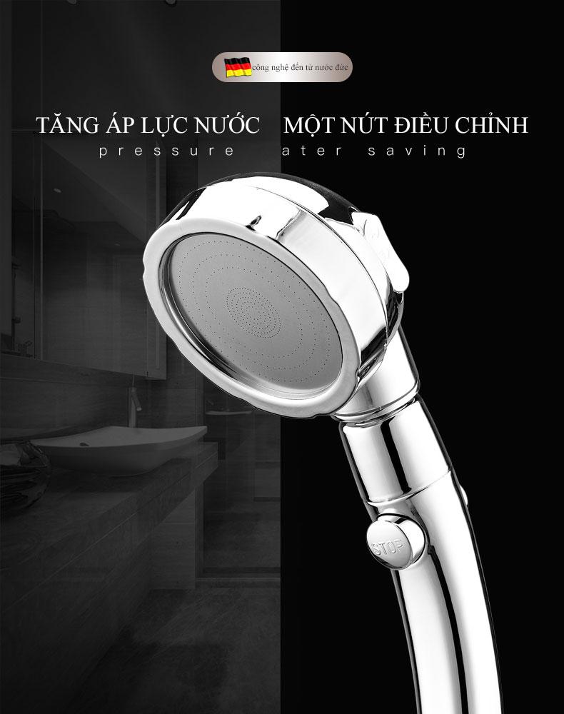 Hanrui - Bộ tay dây sen tăng áp nhập khẩu từ Đức 3 chế độ