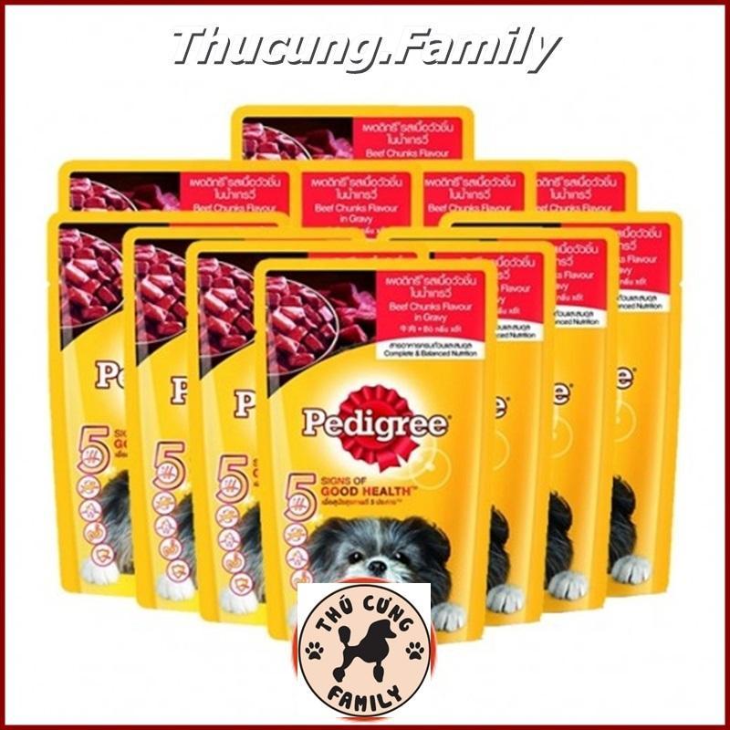 Combo 12 gói Sốt Bò Pedigree cho Chó. Giúp mượt lông và ít rụng lông. 130g/ gói.