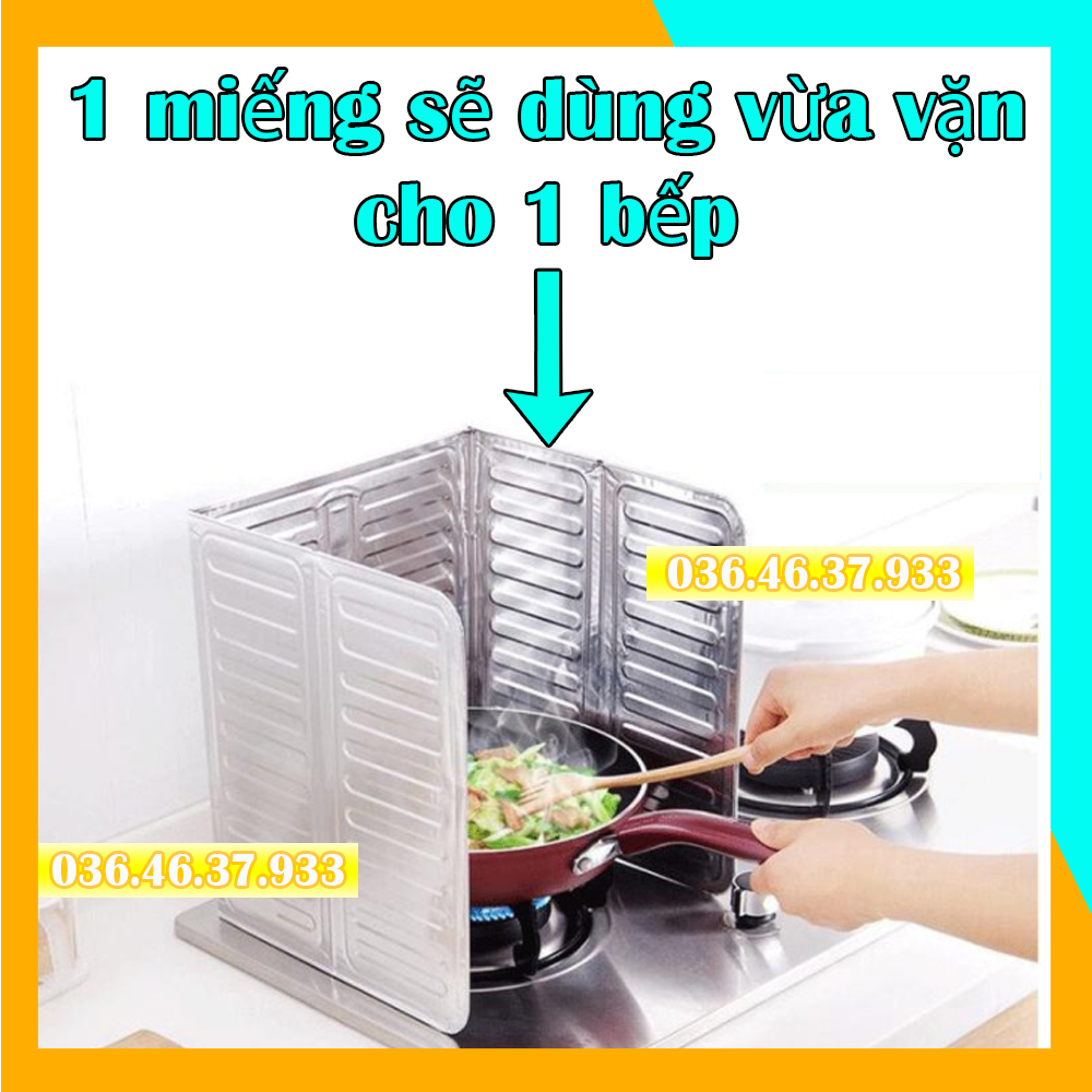Combo 2 miếng nhôm chắn dầu mỡ bếp ga che gió màu bạc