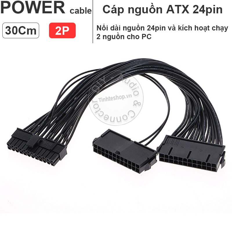 Dual PSU Cable,Dual Power Supply 24Pin ATX Motherboard Mainboard Adapter 24PIN Connector Cable Mining Extension Cable